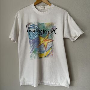 Vintage On White Washington DC T-Shirt Tee Single Stitch Retro Basic 1988 Large